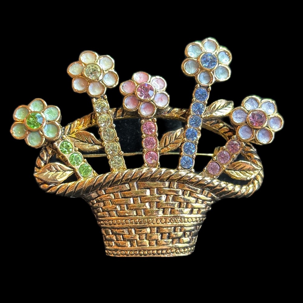 Thomas Sabo Green and Pink Floral Basket Brooch
